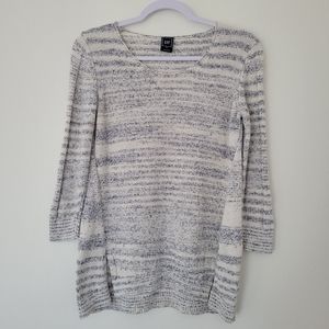 GAP Boho Sprited 3/4 Sleeve Ivory Gray Cozy Comfy Cotton‎ Knit XS